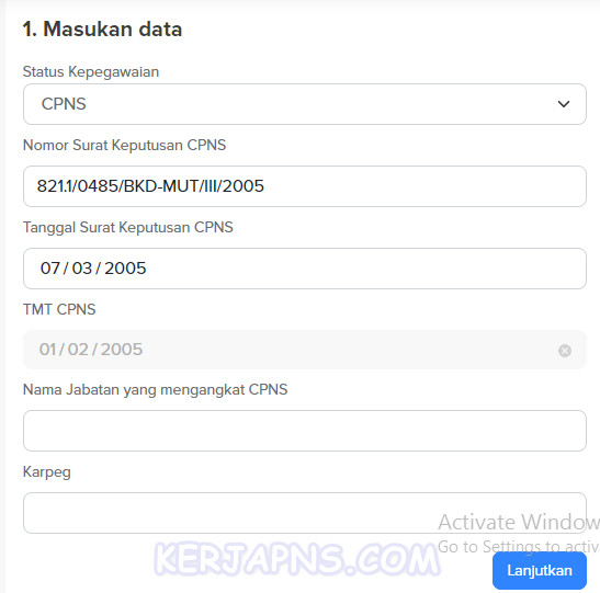 Nomor karpeg yang mana