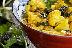 Cauliflower, Kale, Ginger, Turmeric, Coconut Oil Stew