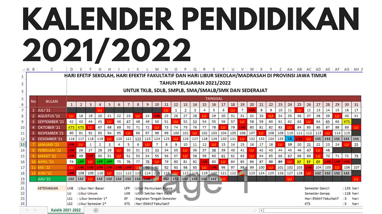 Dan excel jawa 2022 timur kalender pendidikan 2021 Download Kalender