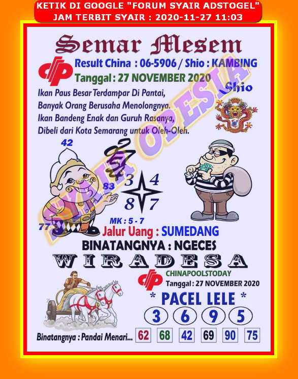 34 Syair opesia hk 27 november 2020