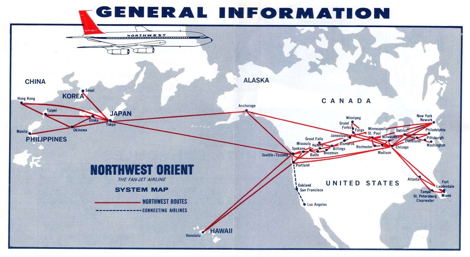 Airline Timetables Northwest Airlines February, 1967