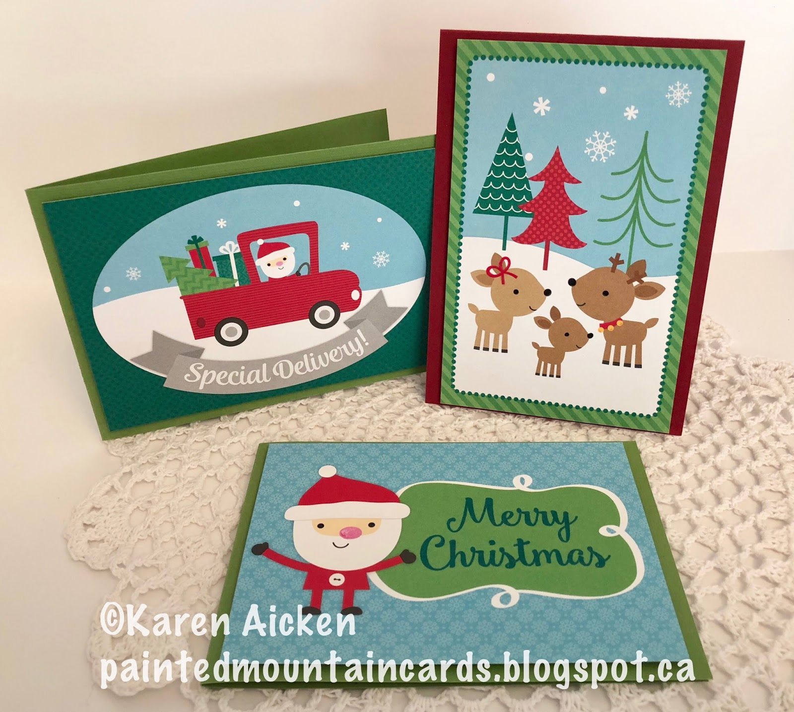 Painted Mountain Cards Doodlebug Christmas Card Trio