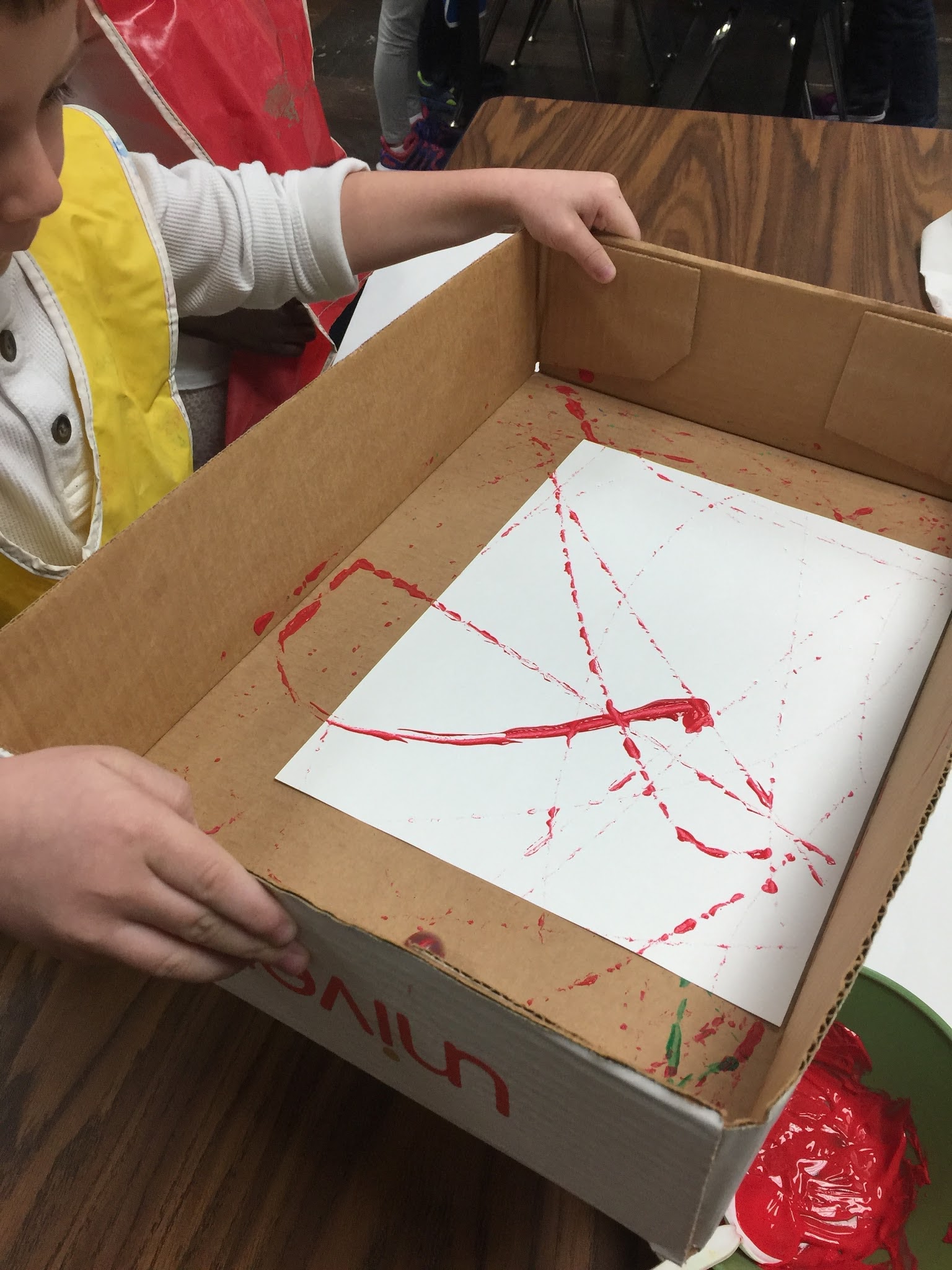 Mrs. Harris' art room Jackson Pollock marble painting kindergarten