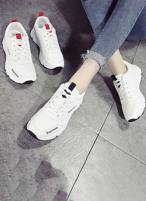 Giày Sneaker Nữ Đế Cao Chống Trơn, Trái Tim Ở Mũi