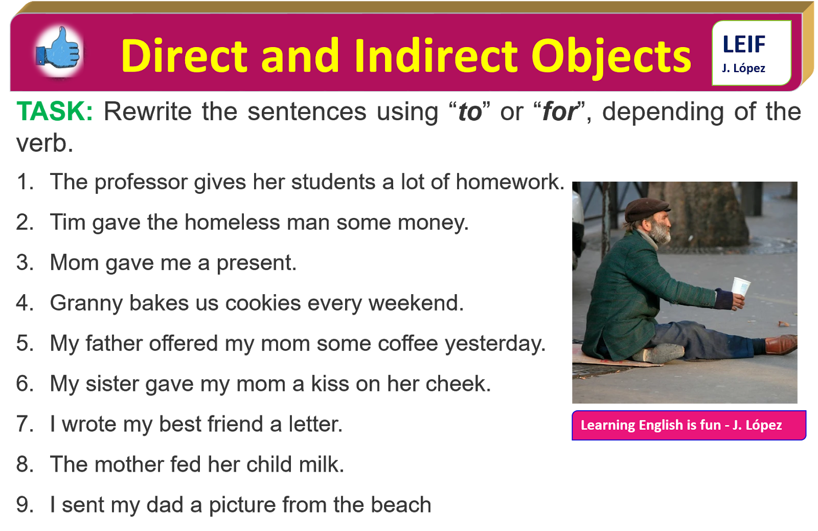 Grammar : Unit 6: Direct and Indirect Objects