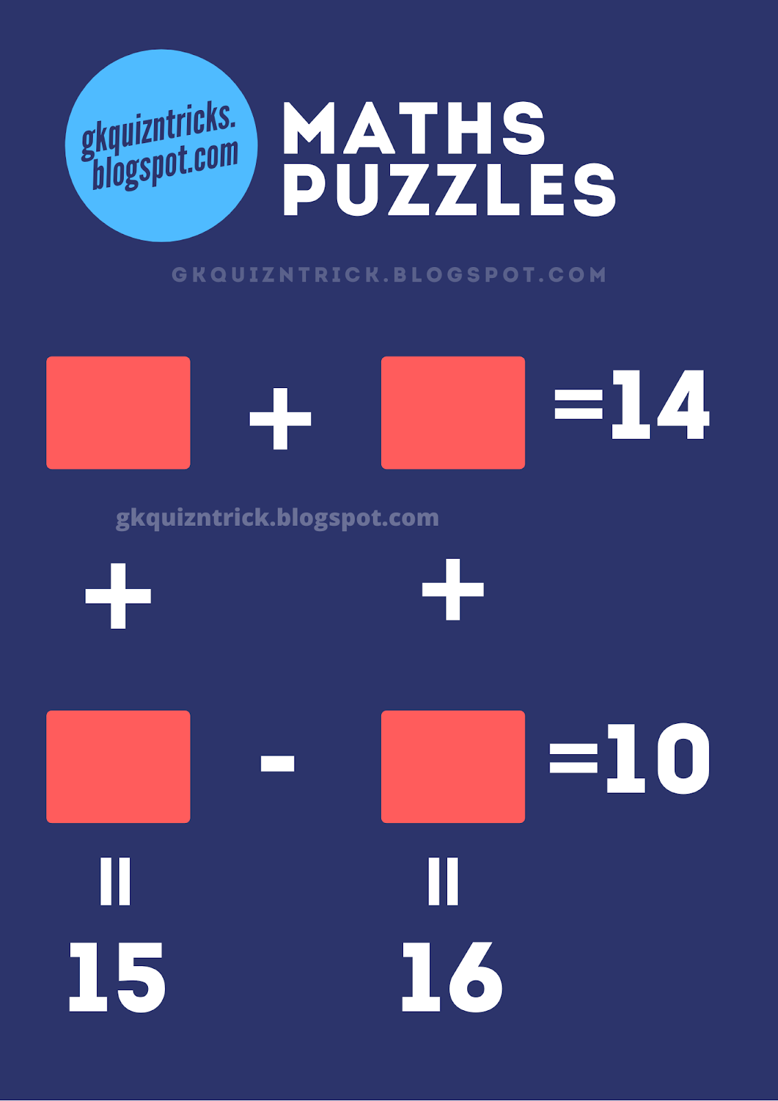 Boxes Maths Puzzles Fill the Boxes 1