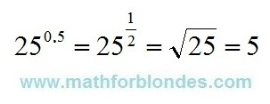25 to the power zero five. Square root of 25. Mathematics For Blondes.