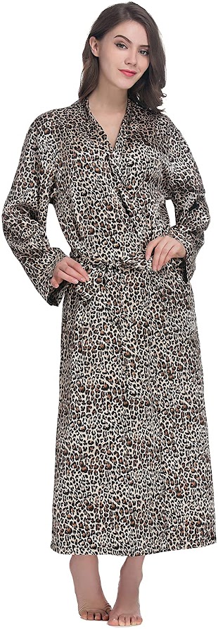 Satin Robes With Leopard Pattern Animal Print
