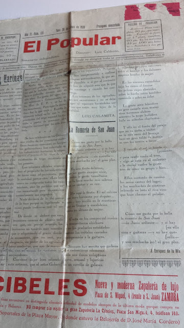 Año IV.--Núm. 135. - Toro 28 de junio de 1930 - Franqueo concertado. El Popular. Semanario Independiente. Director Luis Calderón.