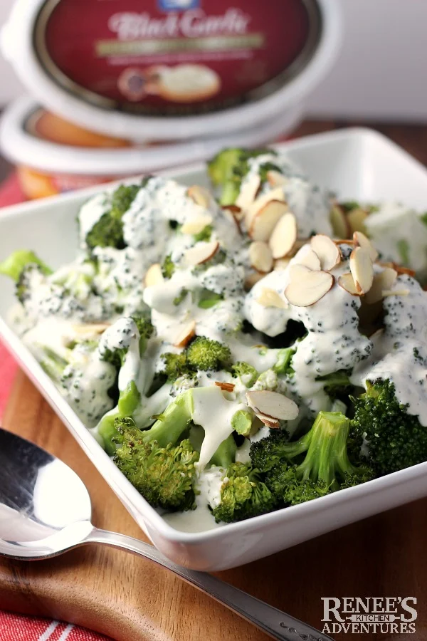 Roasted Broccoli with Garlic Cheese Sauce