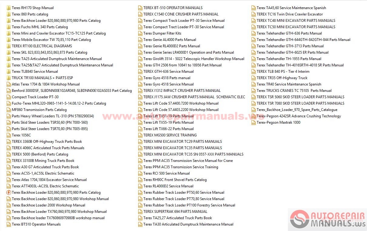 FreeAutoEpcService: Terex All Set Service Manual Full Download
