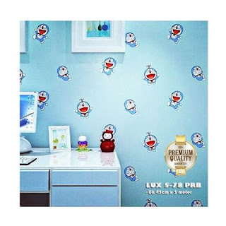 Wallpaper dinding doraemon ruang belajar