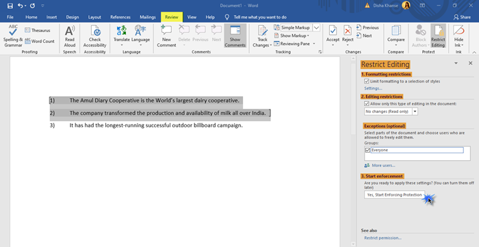 Защитите MS Word, ограничив редактирование