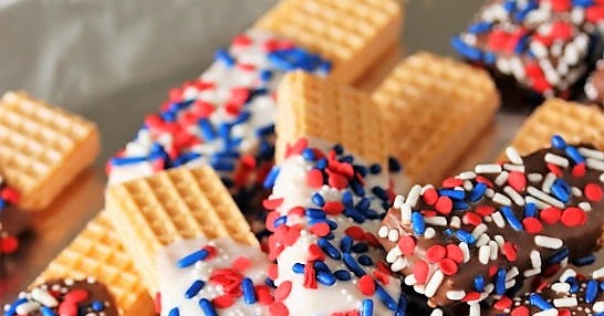 Red White & Blue Chocolate-Dipped Sugar Wafers