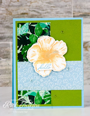 I am kicking off a new series on my blog today on using card sketches.  Todays card features the Timeless Tropical Stamp Set.