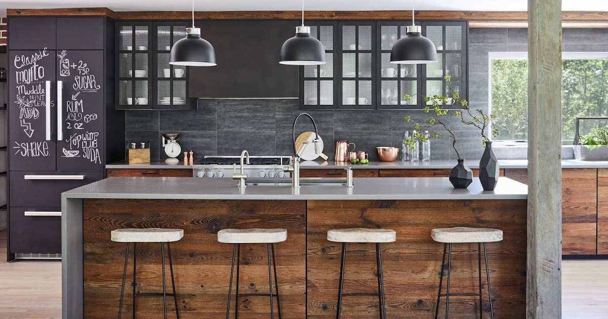 Open Concept Kitchen Contemporary Remodel Wood Floor Gray