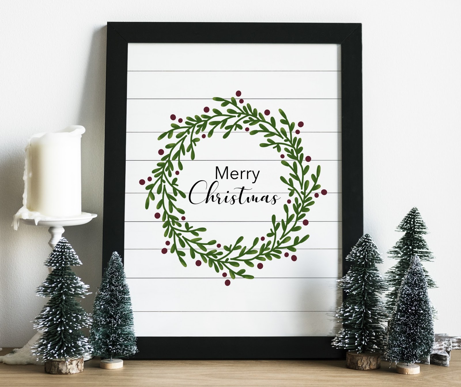 Shiplap farmhouse free Christmas wreath printable