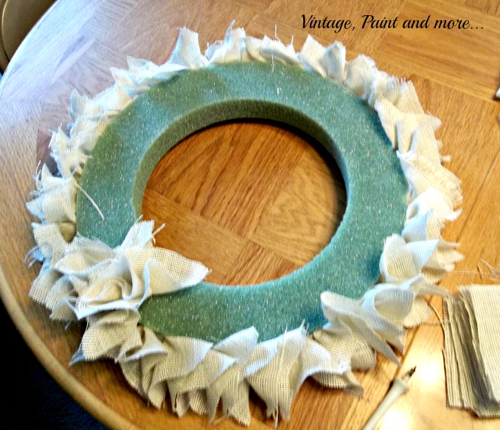 Vintage, Paint and more... fall wreath made from burlpa and styrofoam wreath form