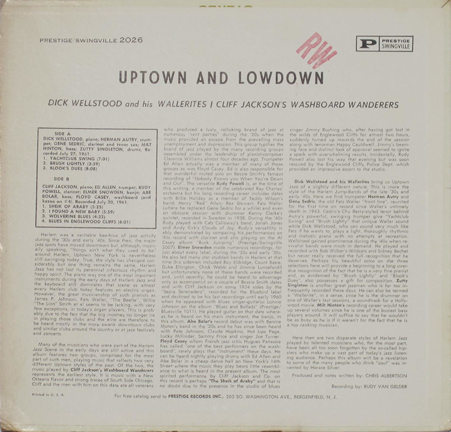 egroj world Cliff Jackson's Washboard Wanderers ⁄ Dick Wellstood's