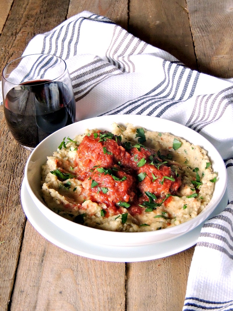 Slow Cooker Porcupine Meatballs Over Roasted Cauliflower Mash Bobbi's