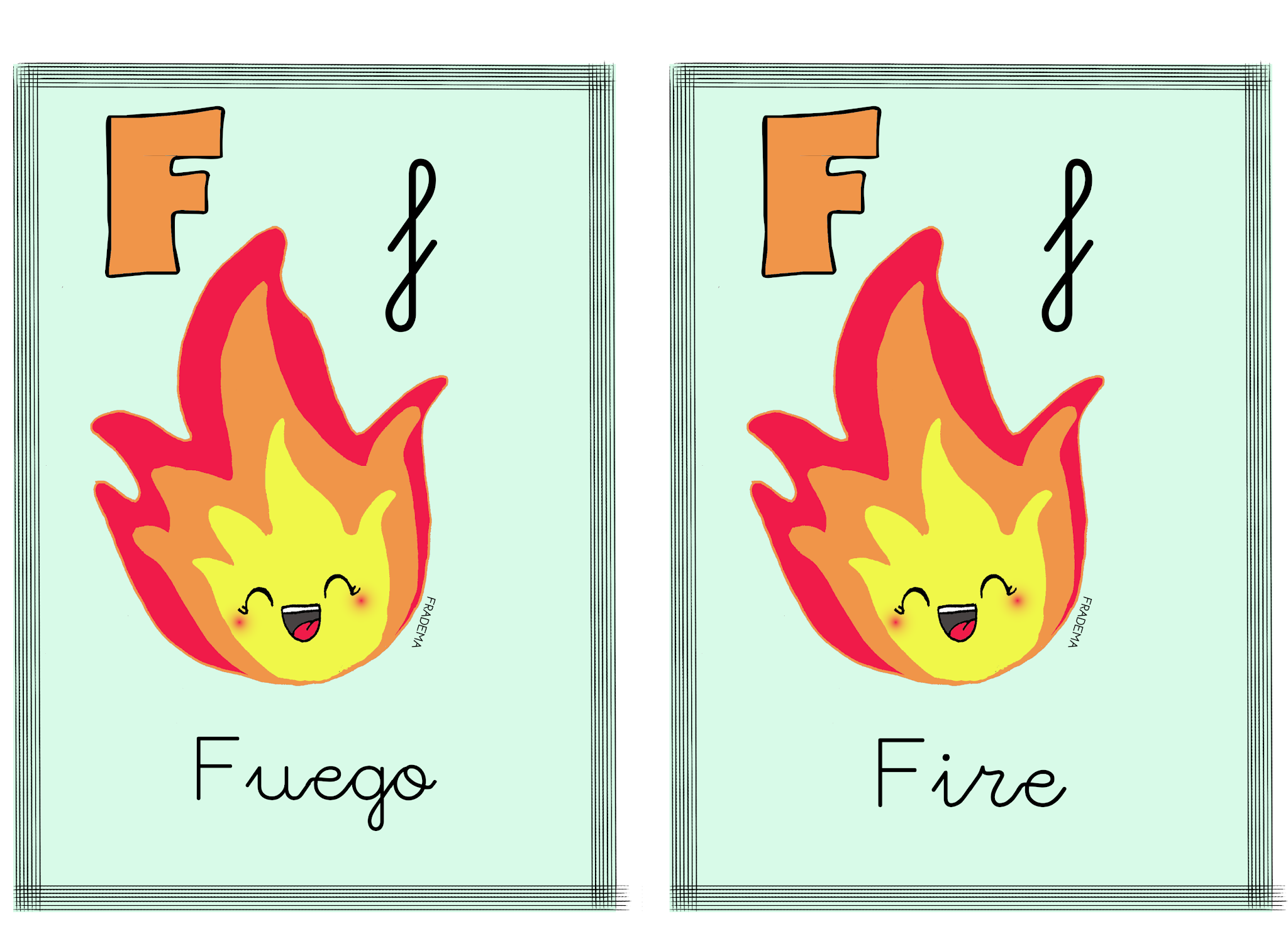 ¿Qué puedo hacer hoy? Abecedario español inglés Fuego fire