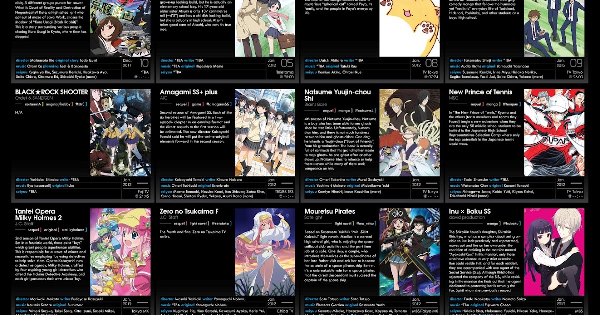2011-2012 Winter Anime Line-Up ~ Animeshoon