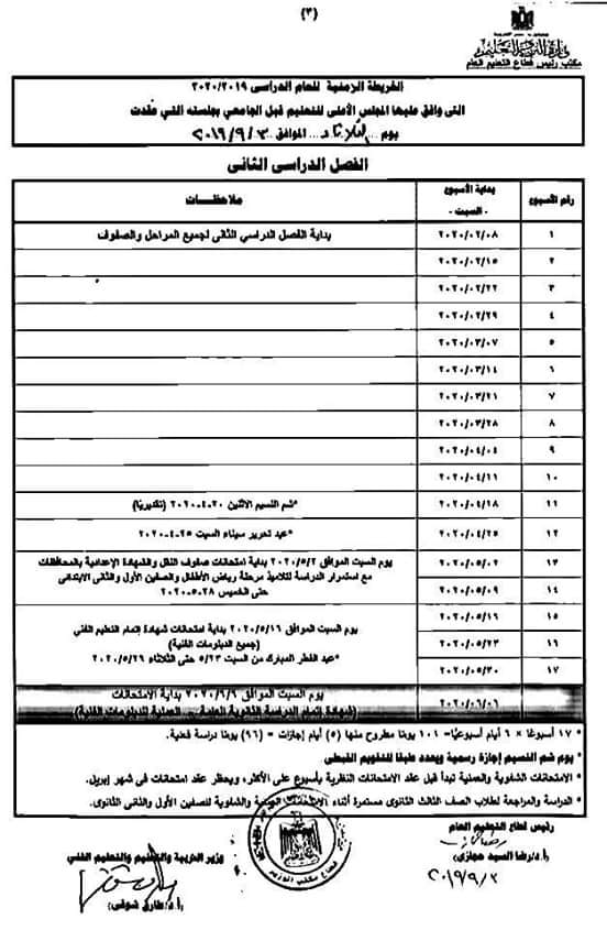 اجازات الترم الاول