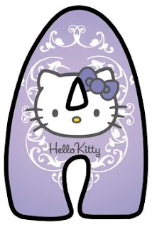 Abecedario Lila con Cara de Hello Kitty. Lilac Alphabet with Hello Kitty Face.