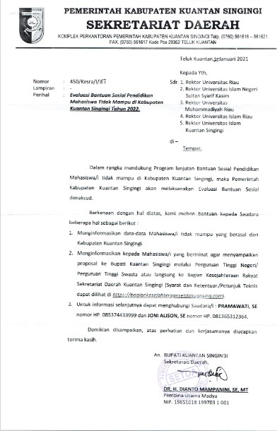 Berikut Syarat Lengkap Beasiswa Bantuan Sosial Pendidikan Mahasiswa Tidak Mampu Di Kabupaten Kuantan Singingi Portal Kompetisi Dan Beasiswa