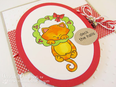 Deck the Halls Kitty Christmas Card by Newton's Nook Designs