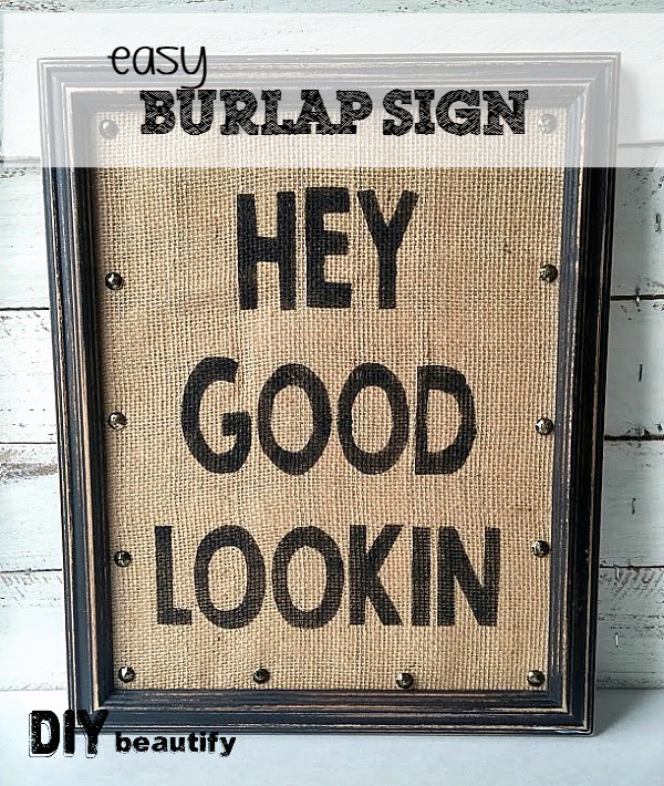 Get your FREE printable version of this Stenciled Burlap sign at DIY beautify blog