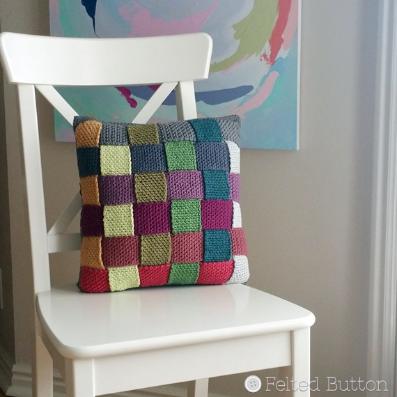 Crisscross Catona Cushion Cover (free crochet pattern) by Susan Carlson of Felted Button