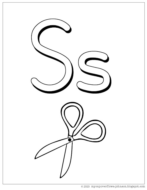S is for scissors coloring page
