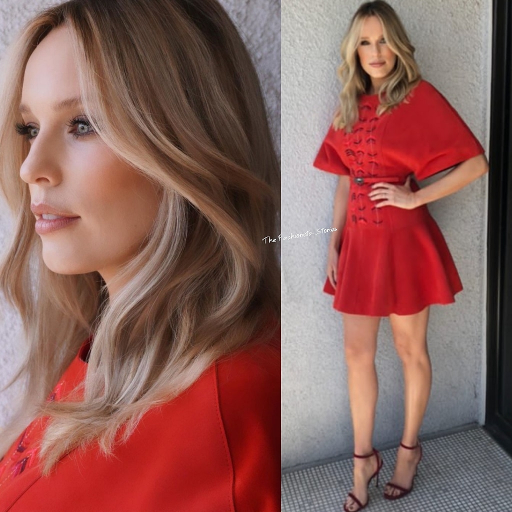 Instagram Style Jessica McNamee in Longchamp to Promote ''Mortal Kombat''