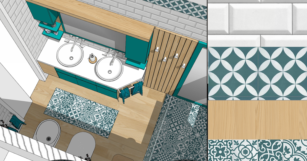 SKETCHUP TEXTURE: Create a new modern look bathroom using cementine tiles