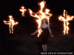 Madonna dancing in front of a burning cross. 1989 Like a Prayer Madonna dancing in front of a burning cross. 1989 Like a Prayer