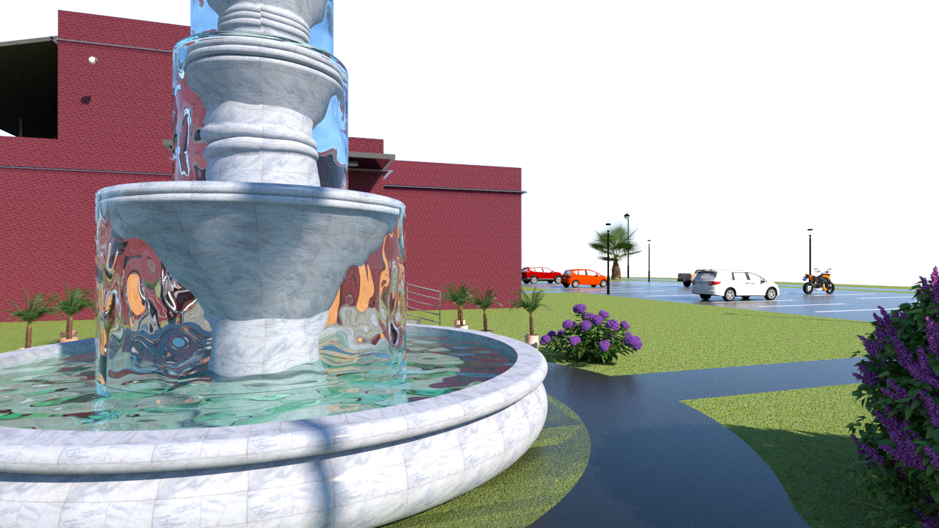 Restaurant Fountain and Parking Area SNS Design