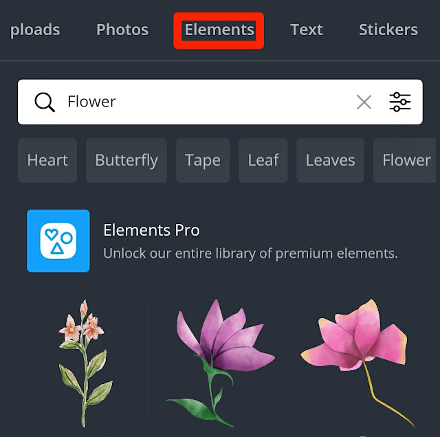 Add elements on canva app