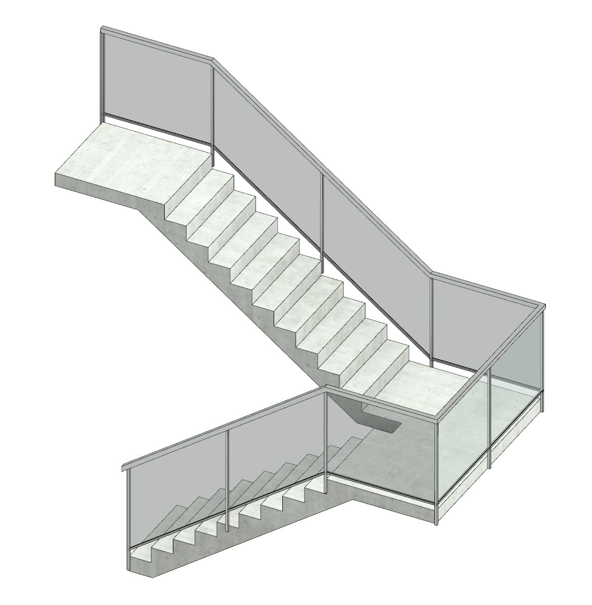 Revit Peeler ガラスパネルの階段手摺