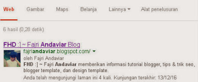 Contoh Kepemilikan Situs/Blog pada Search Engine