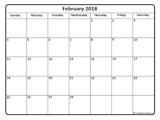 Free Printable Calendar February 2018