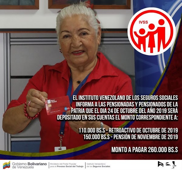Pensionados cobrarán retroactivo y pensión este 24 de octubre Pensionados cobrarán retroactivo y pensión este 24 de octubre