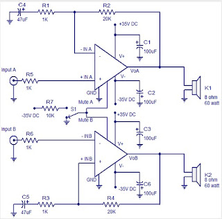 circuit amplificateur audio 2 x 60 W - Schémas et Montages : le guide