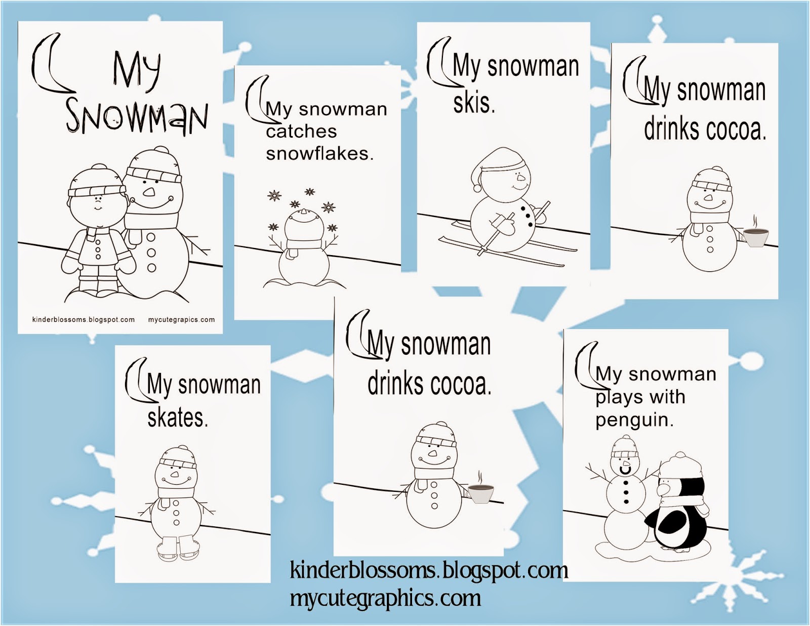 Christina's Kinder Blossoms Snowmen at Night A Verb Lesson