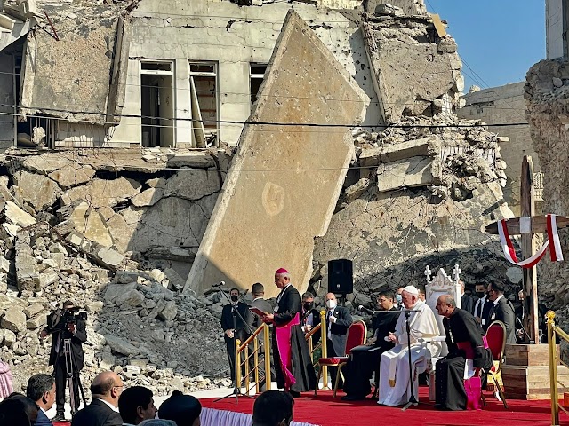 Pope Francis pays a call on regions of Iraq once held by Islamic State