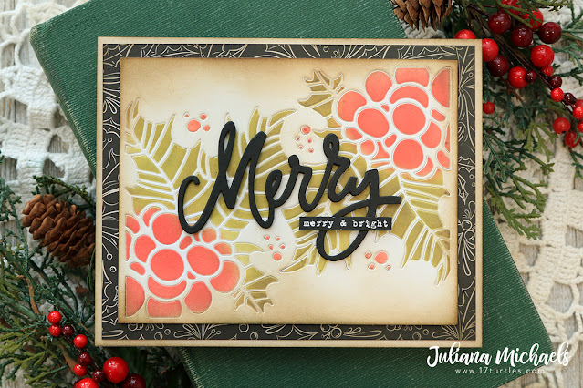 Merry & Bright Card by Juliana Michaels featuring Tim Holtz Sizzix Merry Bright Thinlits and Holly Pieces Thinlits Dies