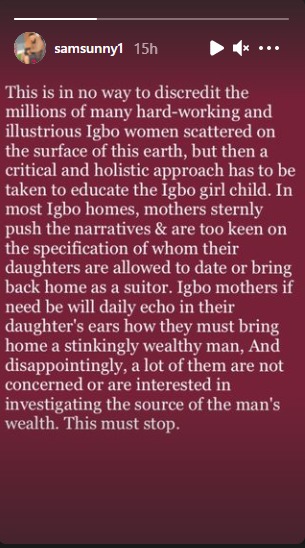 Stop Telling your daughters to marry Rich men- Actor Sam Nnabuike warns Igbo mothers