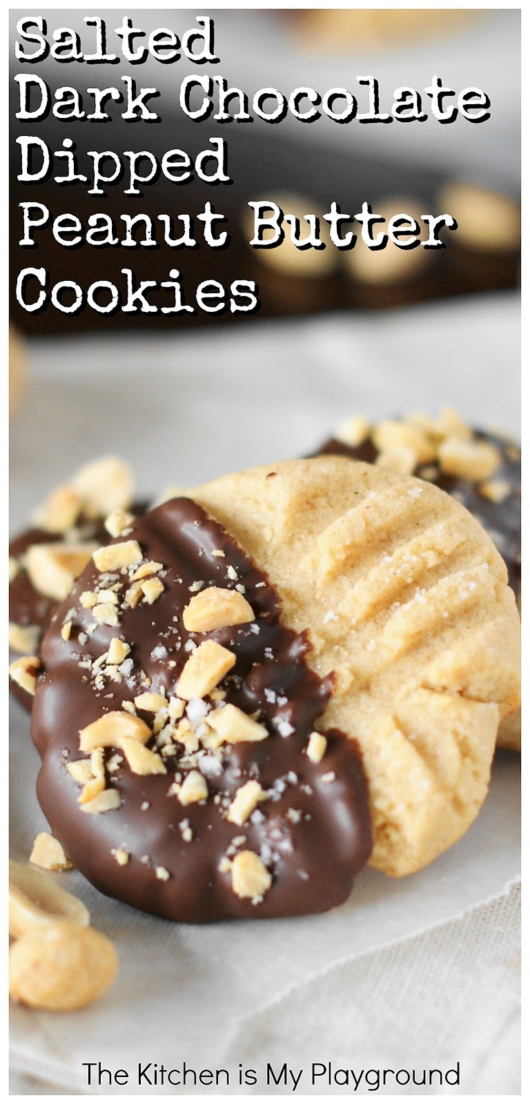 Salted Dark Chocolate Dipped Peanut Butter Cookies The Kitchen is My