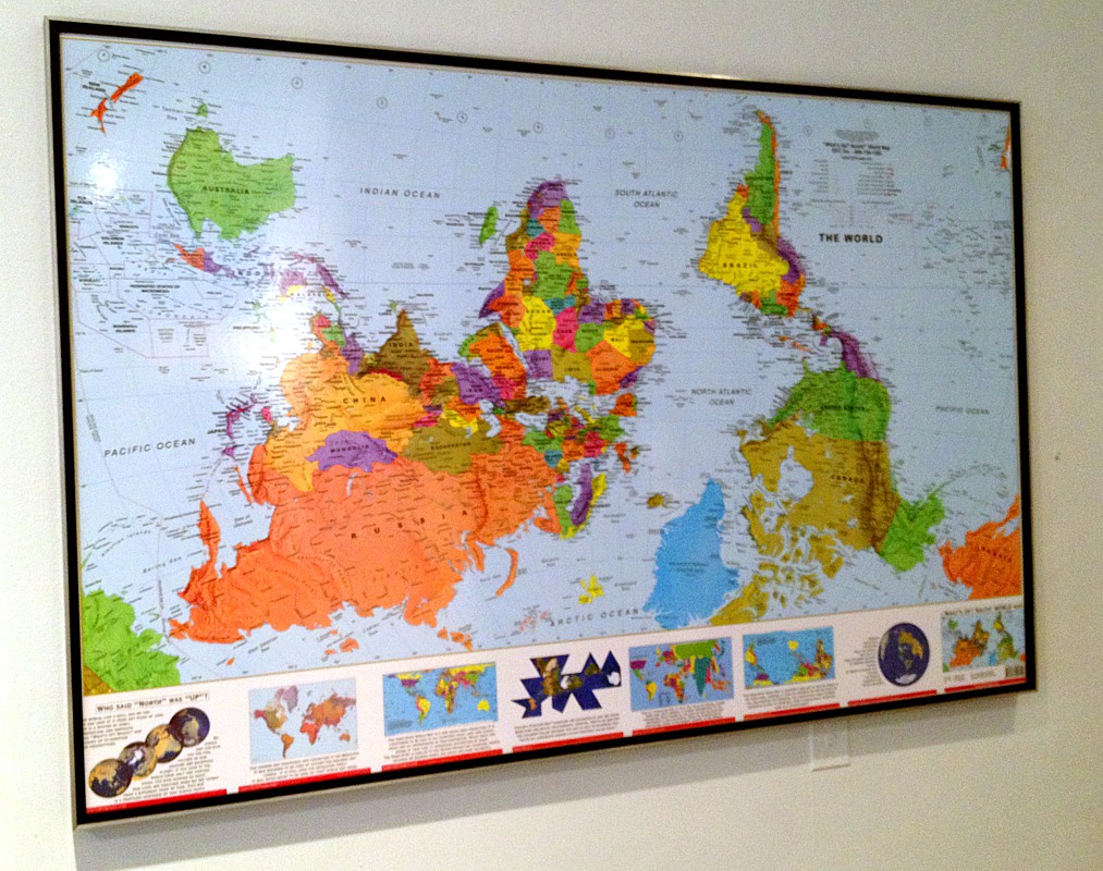 20th Century Upside Down Map Of The World Published In New Zealand Map Upsidedown Map Sml 