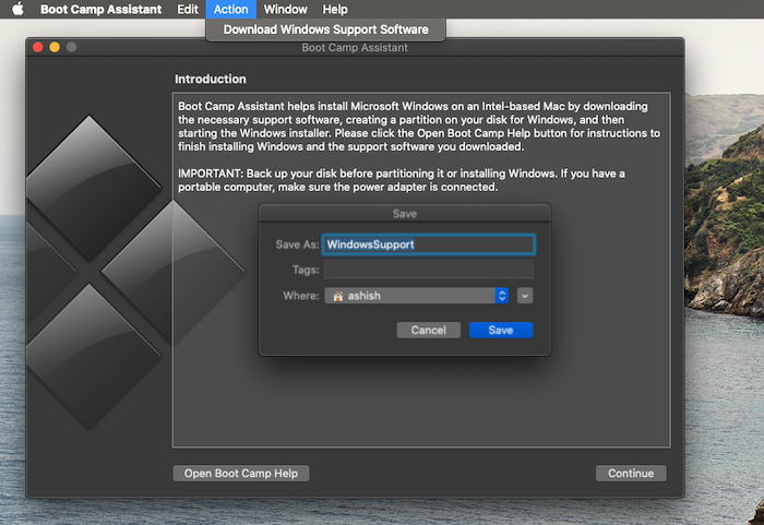 BootCampダウンロードWindowsサポートソフトウェア